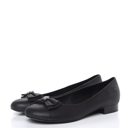 Chanel Buffalo Glitter Bow Ballerina Flats 39.5 Black 3 of 11