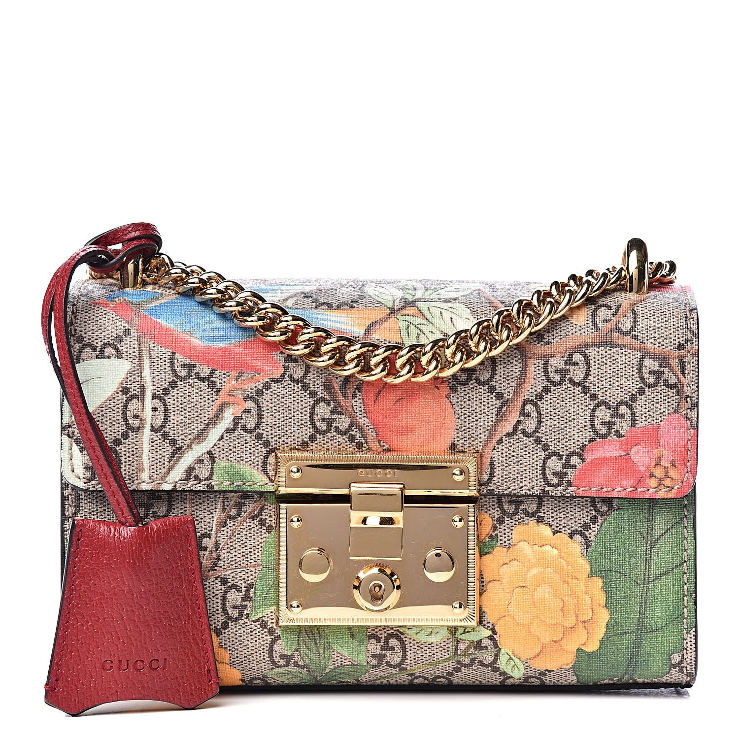 Gucci GG Supreme Monogram Tian Small Padlock Shoulder Bag Beige Multicolor New Acero 1 of 10