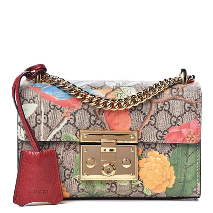 Gucci GG Supreme Monogram Tian Small Padlock Shoulder Bag Beige Multicolor New Acero 1 of 10