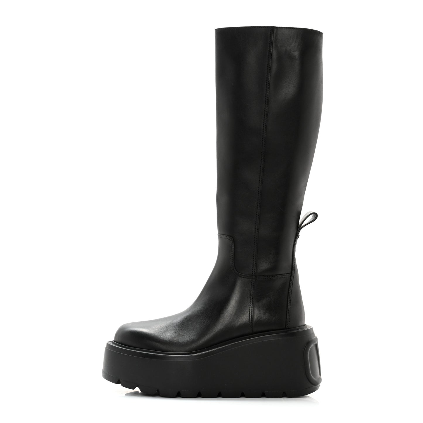 Calfskin VLOGO Uniqueform 55/85mm Flatform Knee High Boots 37.5 Black