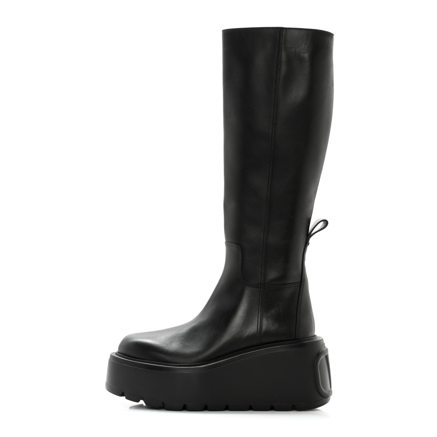 Valentino Garavani Calfskin VLOGO Uniqueform 55/85mm Flatform Knee High Boots 37.5 Black 1 of 12