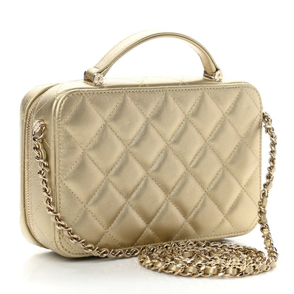 Chanel Metallic Lambskin Quilted Top Handle Vanity Case Gold 2 of 10