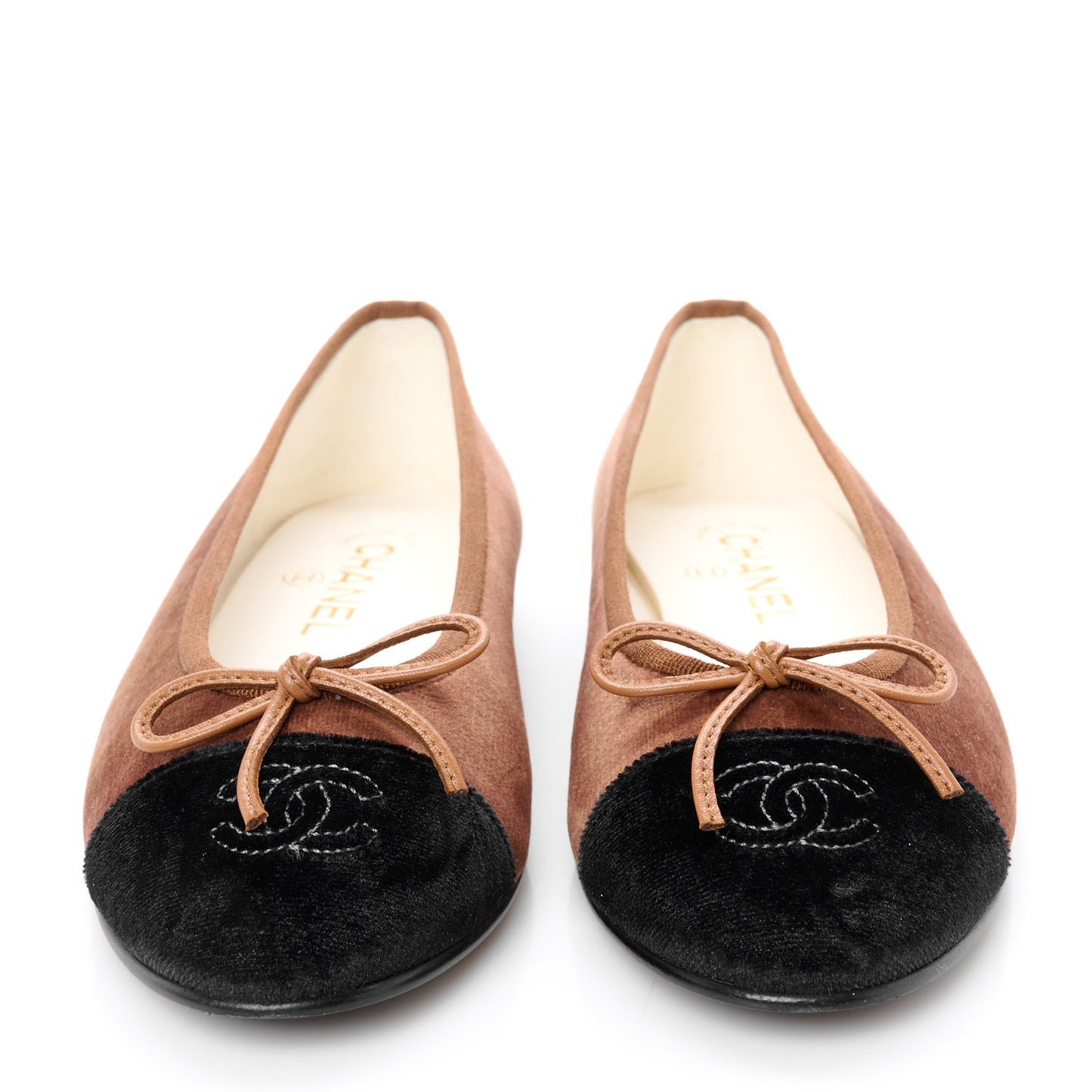 Velvet Cap Toe CC Ballerina Flats 37.5 Brown Black