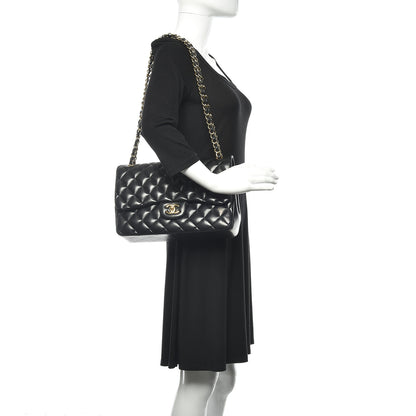 Chanel Lambskin Quilted Jumbo Double Flap Black 2 of 22