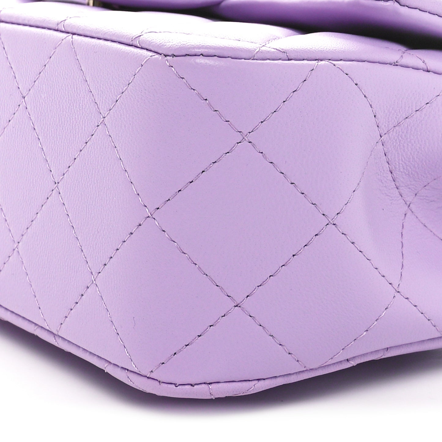 Lambskin Quilted Mini Top Handle Rectangular Flap Light Purple