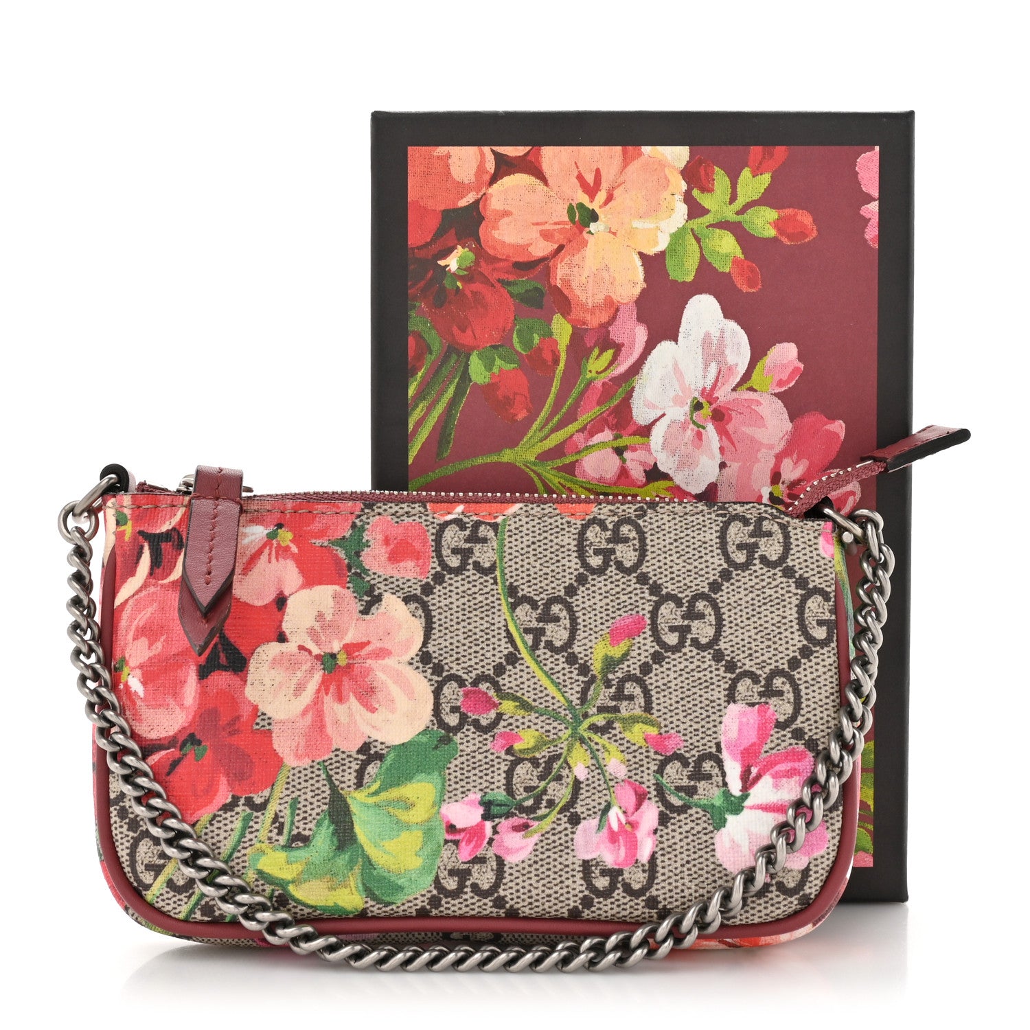 Gucci GG Supreme Monogram Blooms Mini Chain Bag Beige Multicolor Dry Rose 8 of 8