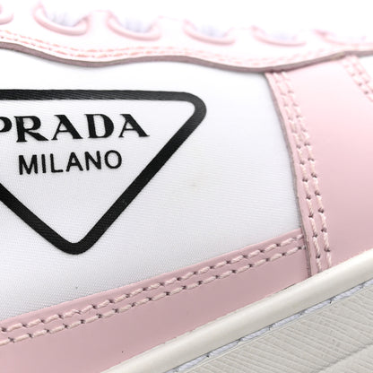 Prada Spazzolato Rois Re-Nylon Triangle Logo Womens Low Top Sneakers 37 White Alabastro 11 of 16
