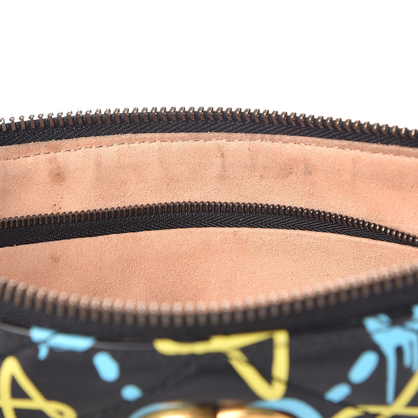 Calfskin Matelasse Printed Mini GucciGhost GG Marmont Chain Bag Black New Acquamarine