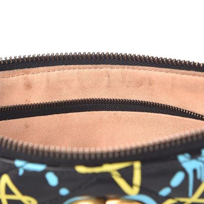 Gucci Calfskin Matelasse Printed Mini GucciGhost GG Marmont Chain Bag Black New Acquamarine 9 of 11