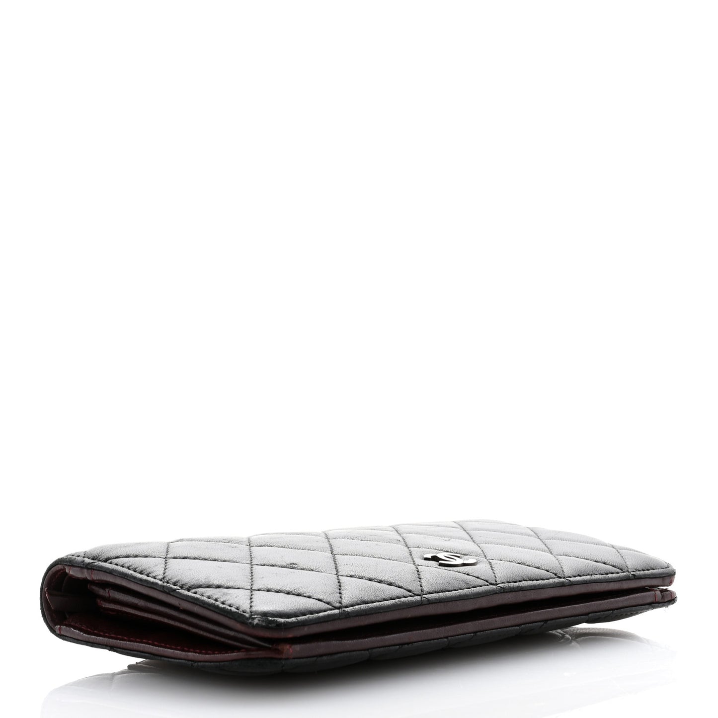 Lambskin Quilted Yen Wallet Black