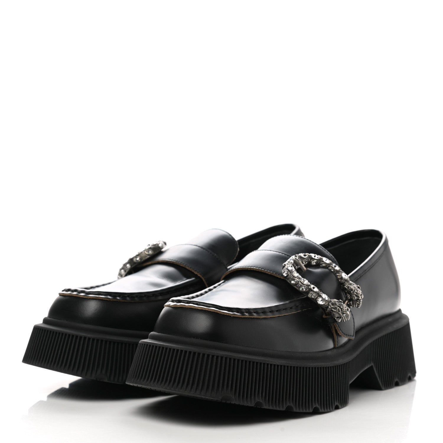 Gucci Cordovan Lux Dionysus Hunder Loafers 40.5 Black 3 of 9
