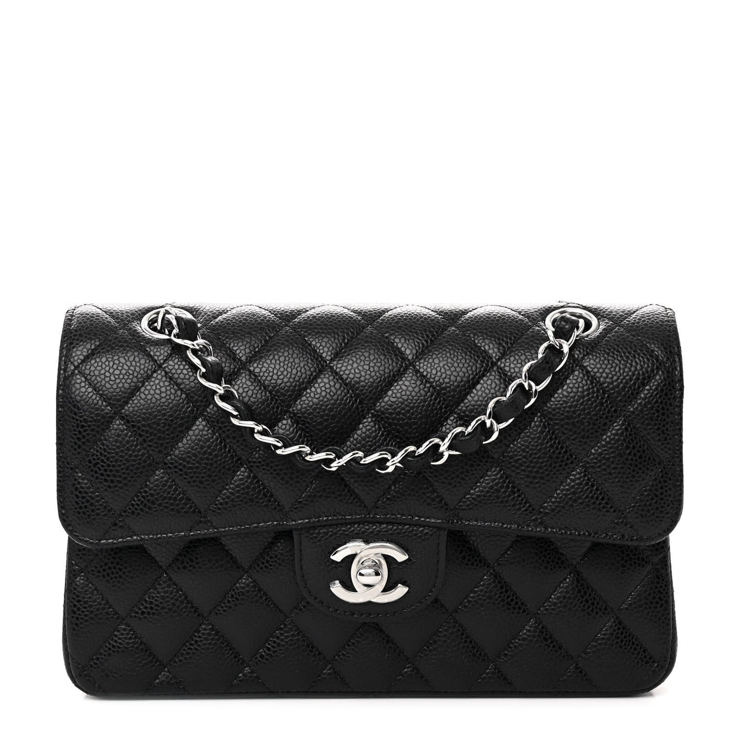 Caviar Quilted Small Double Flap Black