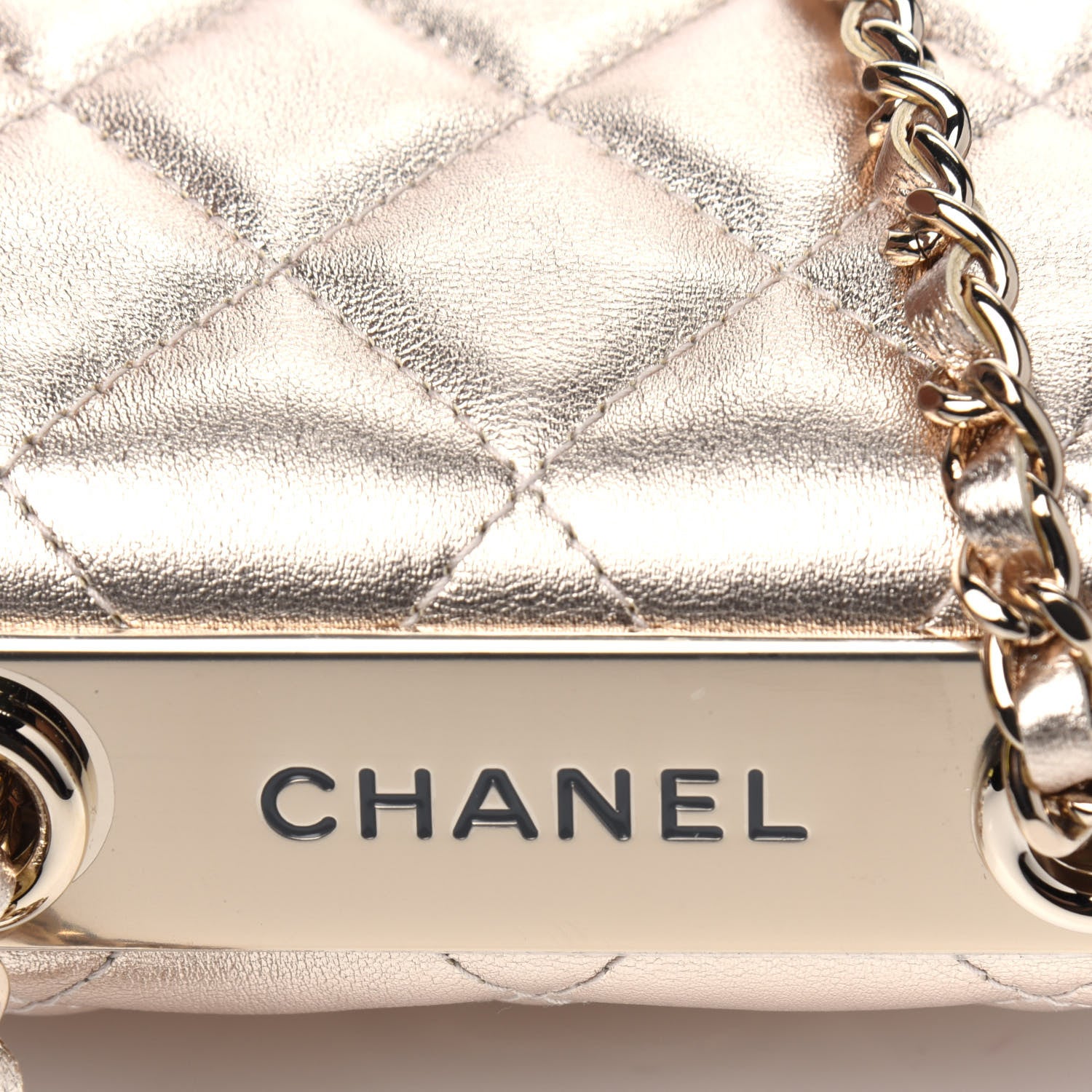 Chanel Metallic Lambskin Quilted Mini Trendy CC Clutch With Chain Gold 5 of 5