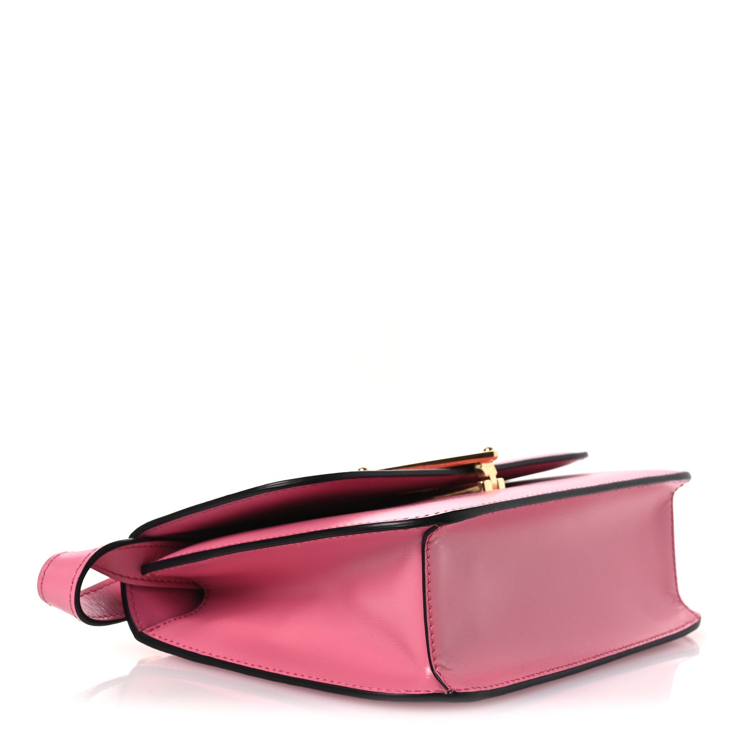 Box Calfskin Triangle Embleme Flap Shoulder Bag Begonia