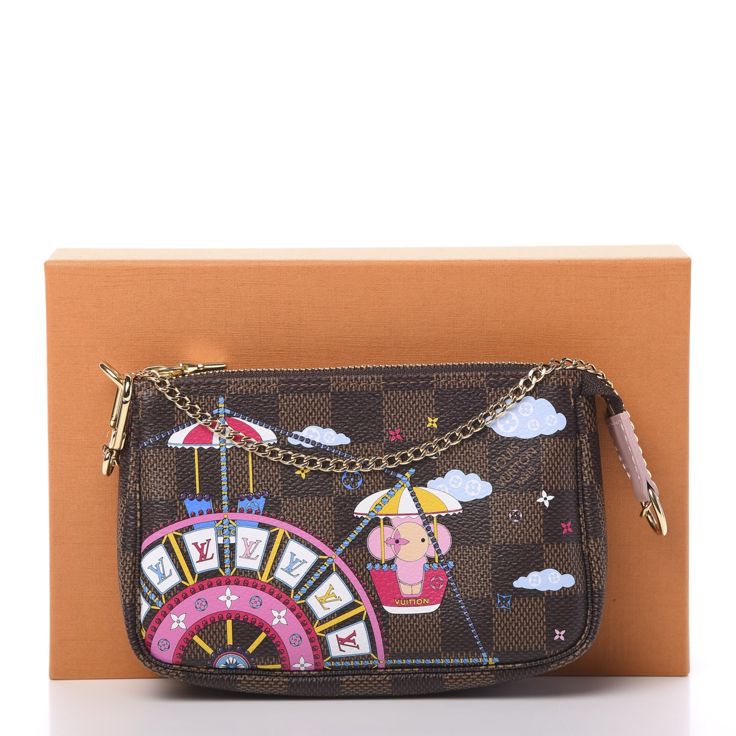 Louis Vuitton Damier Ebene 2020 Christmas Animation Big Wheel Mini Pochette Accessories Rose Ballerine 6 of 6