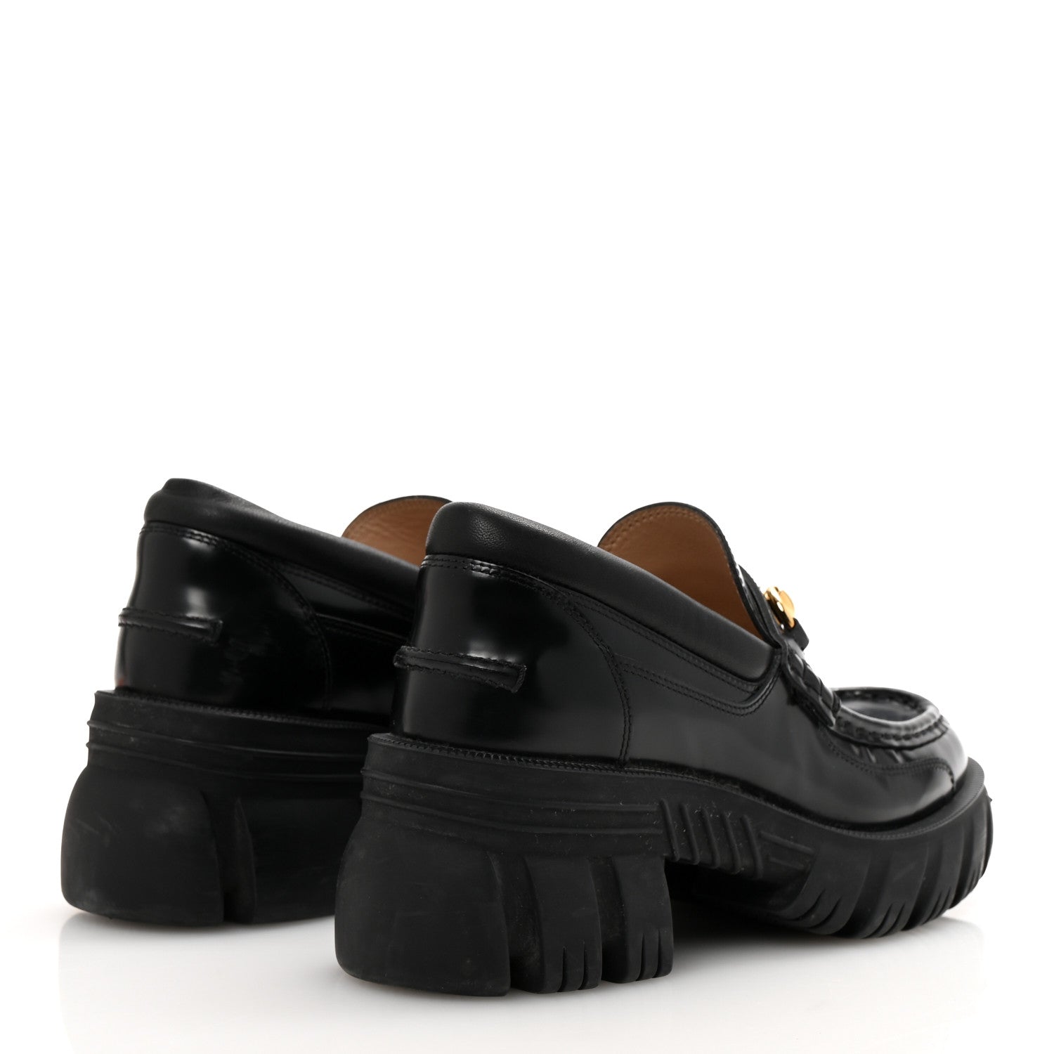 Gucci Magnum Calfskin Nappa Samoa Womens Horsebit Platform Chunky Lug Sole 40mm Loafers 39 Black 5 of 9
