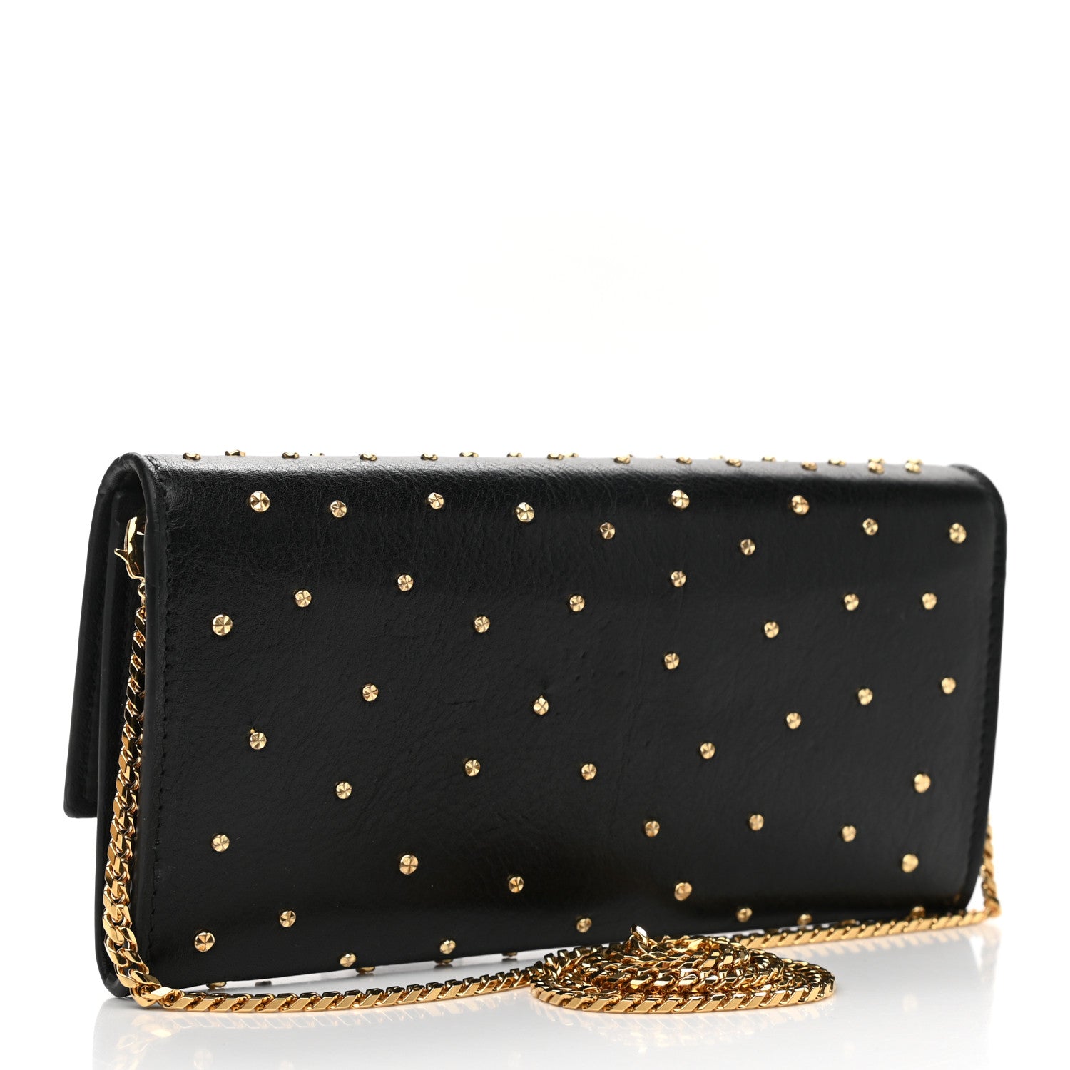 Alexander McQueen Calfskin Studded Skull Wallet on Chain Black 2 of 9
