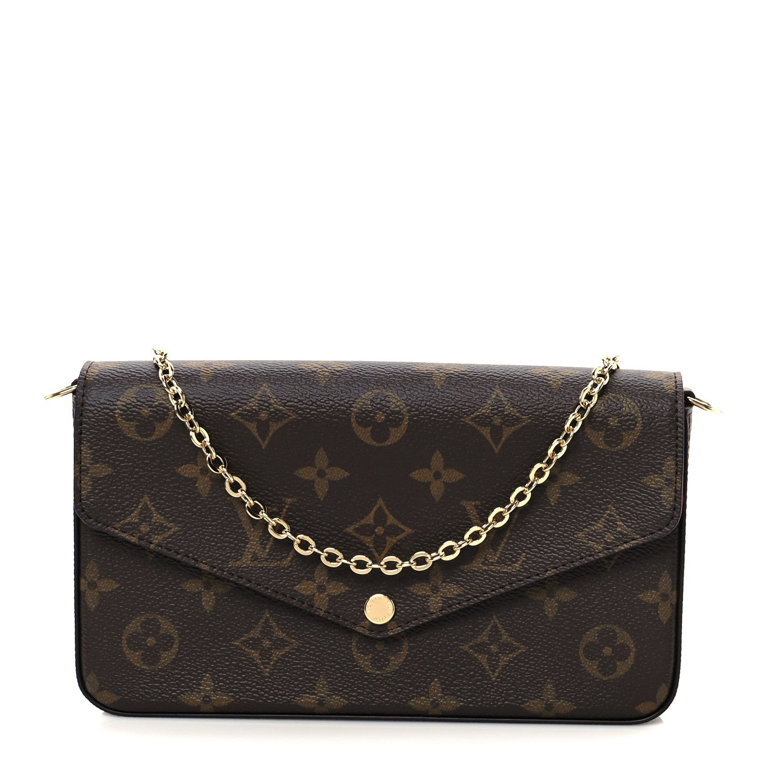 Louis Vuitton Monogram Pochette Felicie Chain Wallet Fuchsia 1 of 13