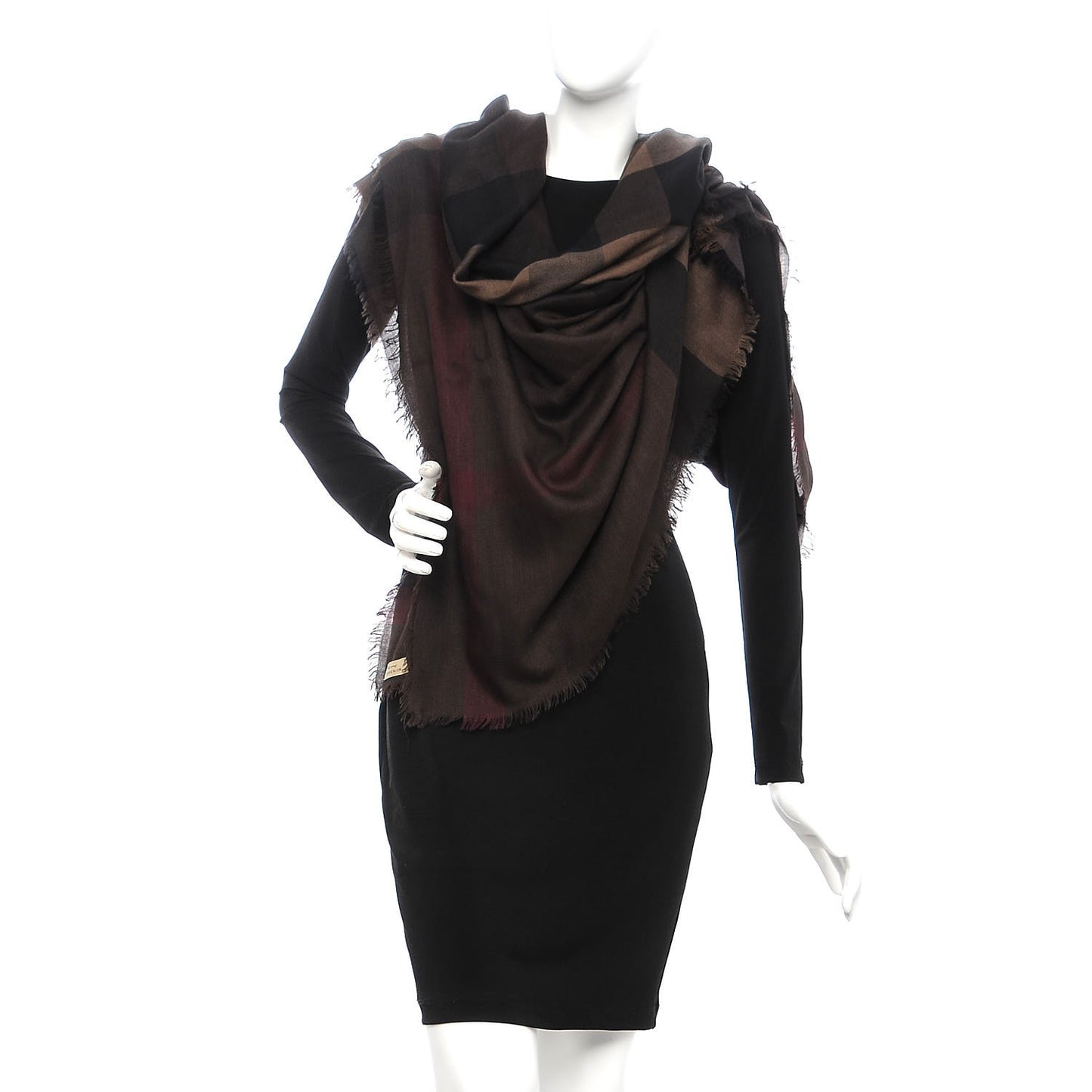 Modal Giant Check Gauze Scarf Brown