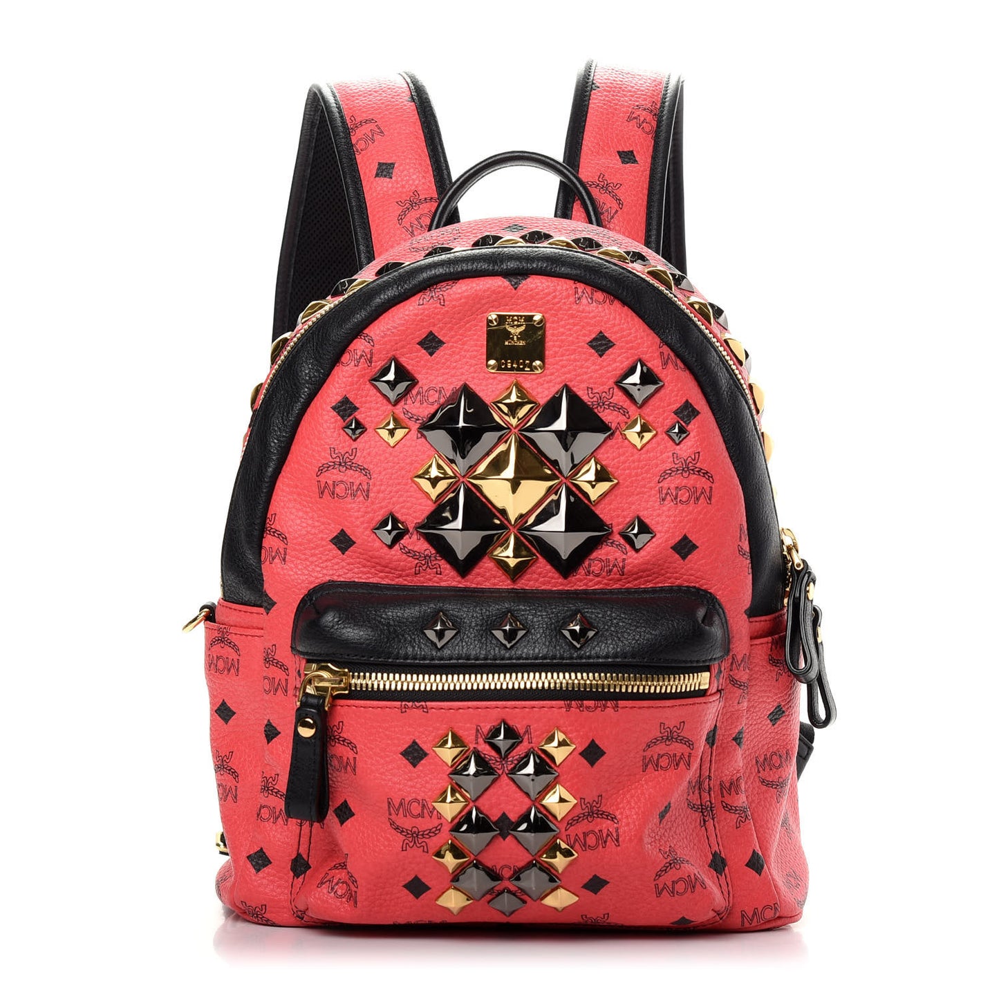 Visetos Studded Colorblock Small Stark Brock Backpack Coral Black