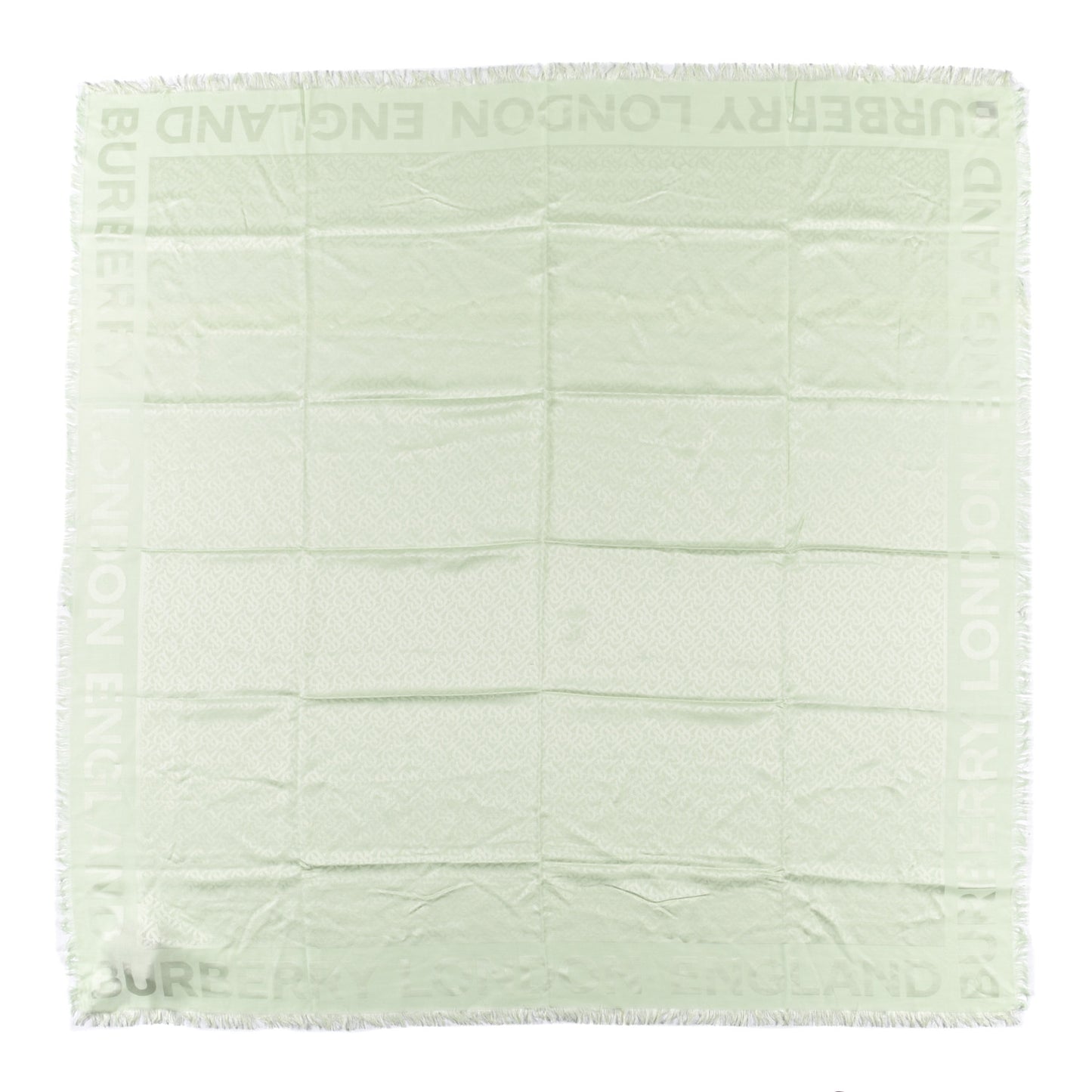 Silk Wool Jacquard Monogrammed TB Print Square Scarf Pistachio
