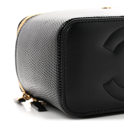 Chanel Calfskin Lizard Embossed Top Handle Vanity With Chain Black 9 of 11
