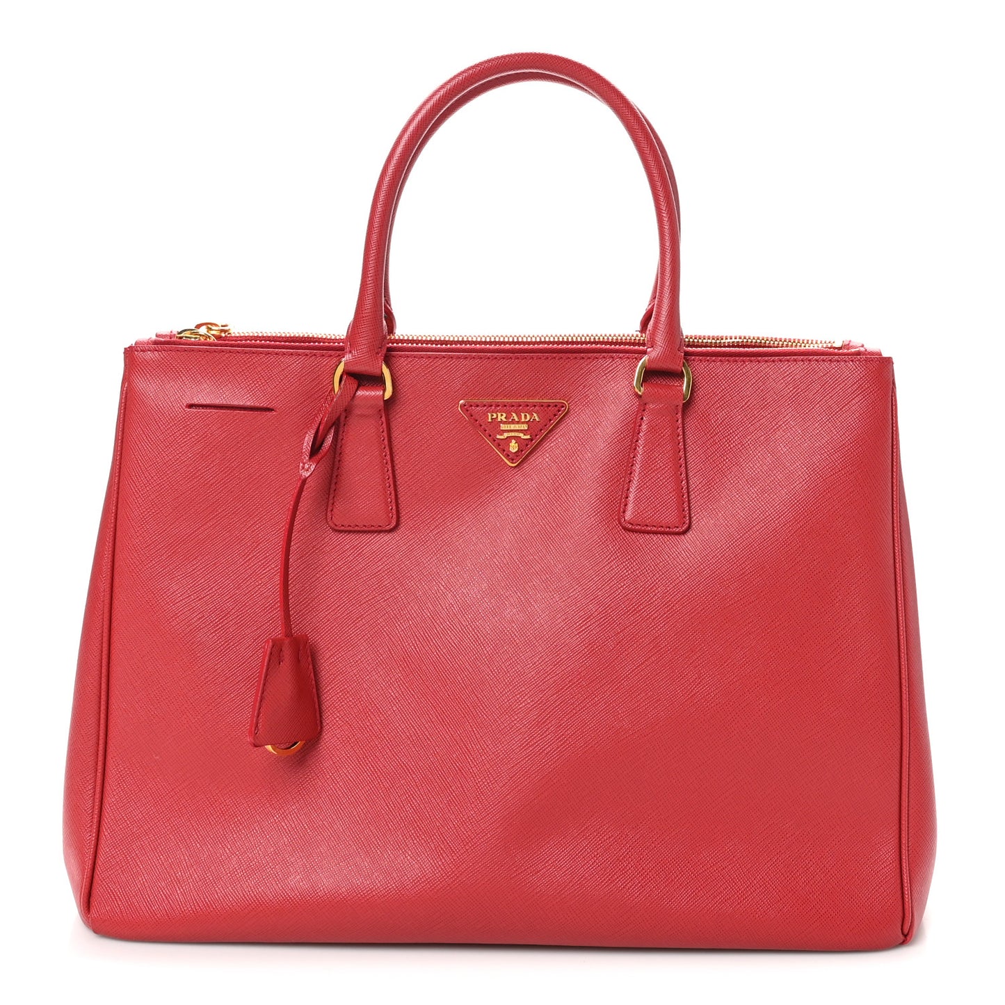 Saffiano Lux Large Double Zip Tote Fuoco