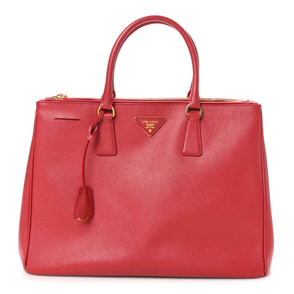 Prada Saffiano Lux Large Double Zip Tote Fuoco 1 of 9