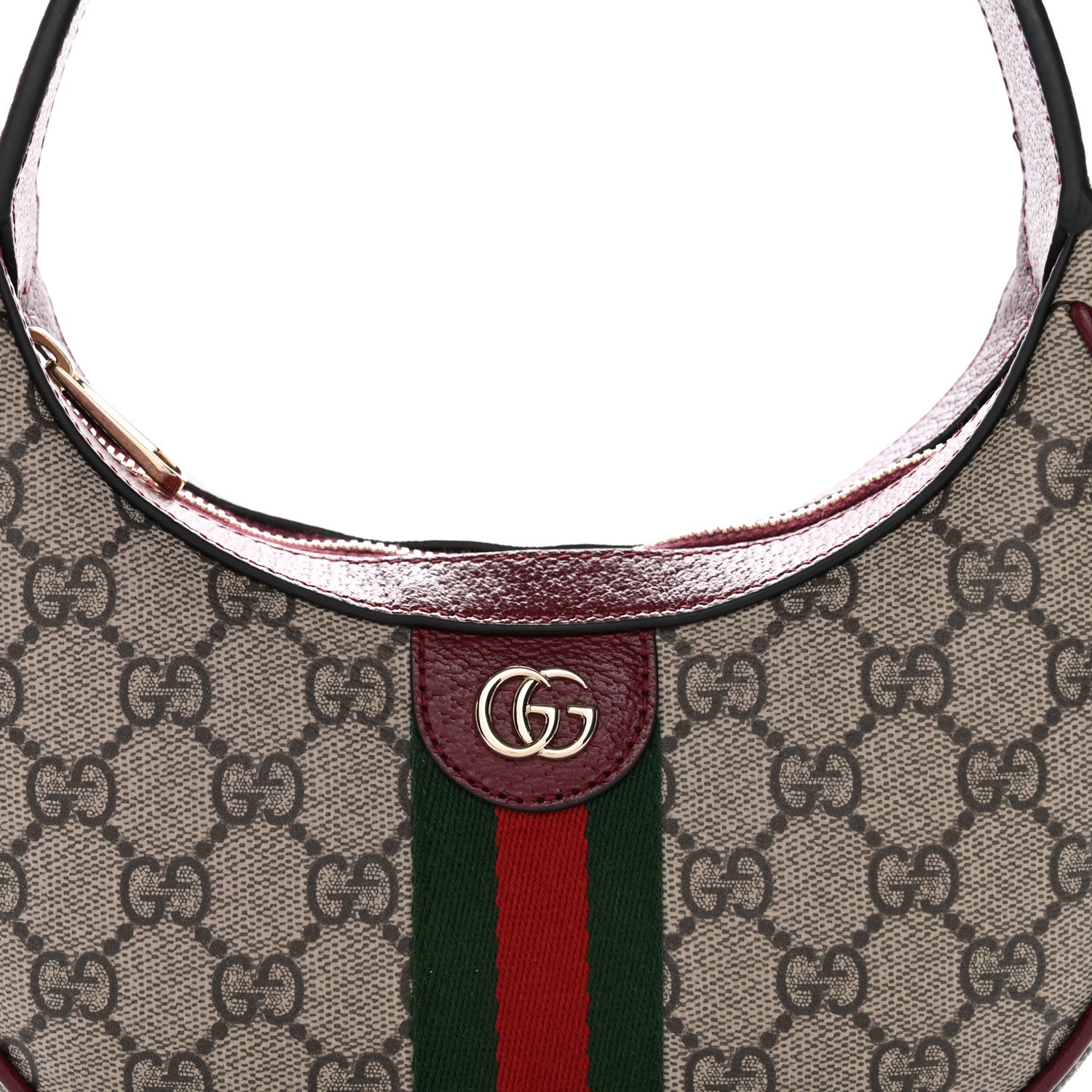 Gucci GG Supreme Monogram Textured Dollar Calfskin Small Ophidia Shoulder Bag Beige Bordeaux 8 of 11