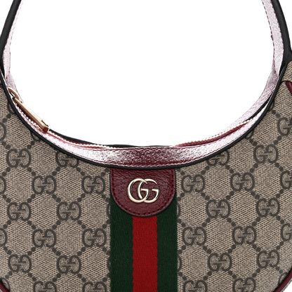 Gucci GG Supreme Monogram Textured Dollar Calfskin Small Ophidia Shoulder Bag Beige Bordeaux 8 of 11
