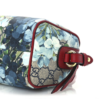 Gucci GG Supreme Monogram Blooms Mini Boston Navy Blue Hibiscus 10 of 14