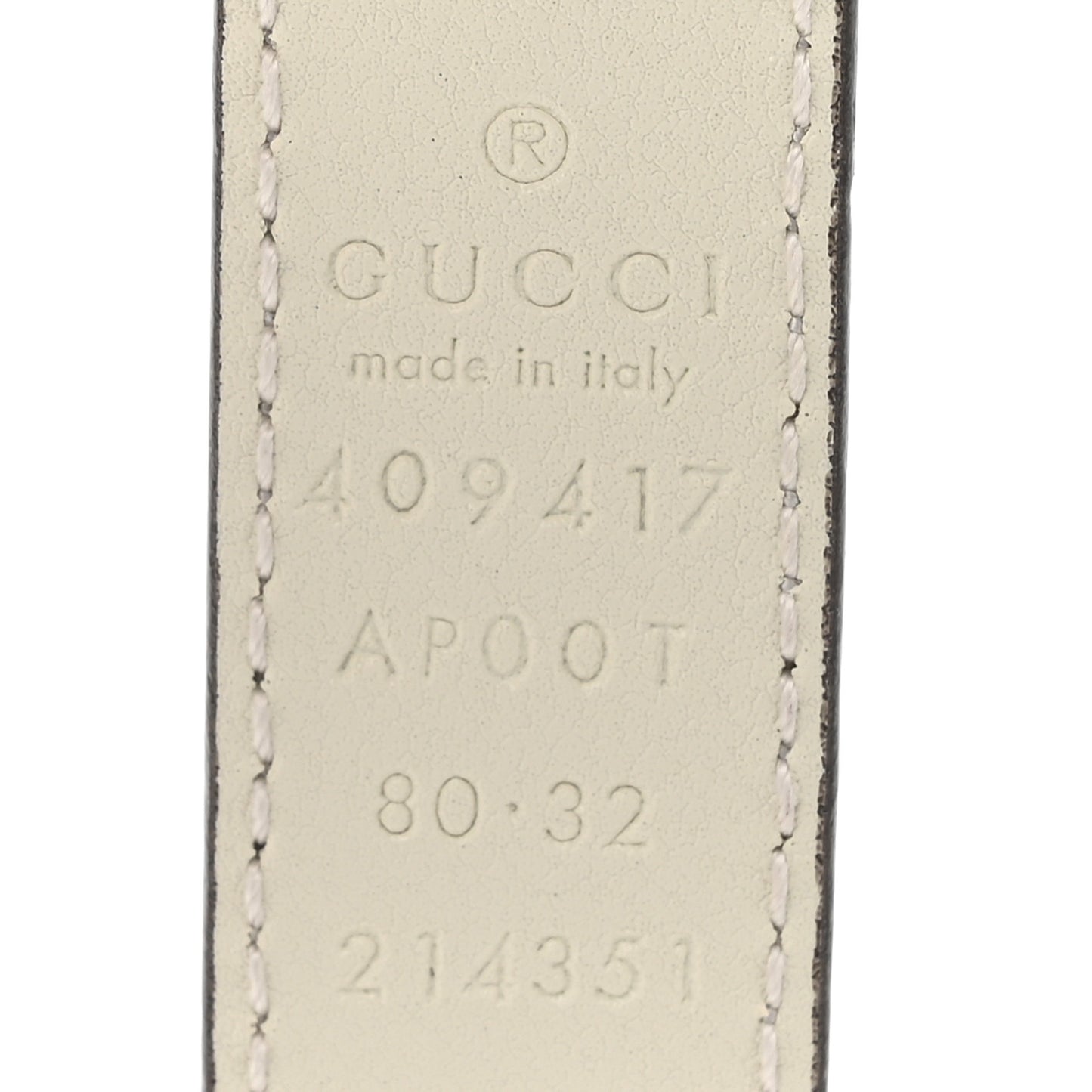Calfskin Double G 20mm Belt 80 32 Mystic White