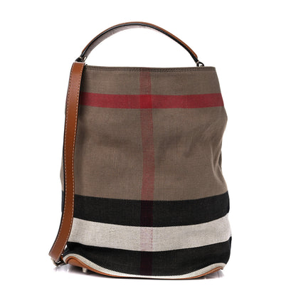 Burberry Canvas Mega Check Medium Ashby Hobo Saddle Brown 2 of 20