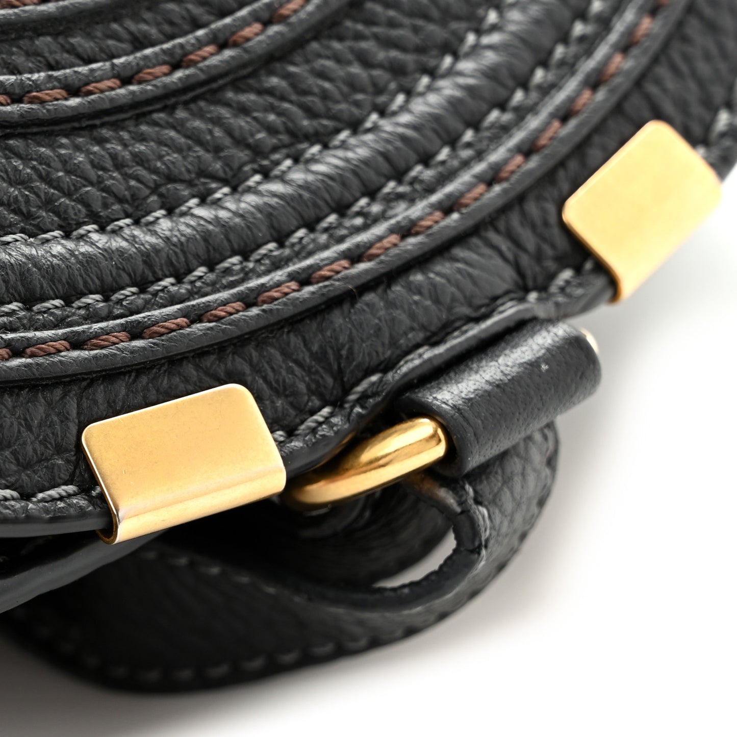 Grained Calfskin Small Marcie Saddle Bag Black