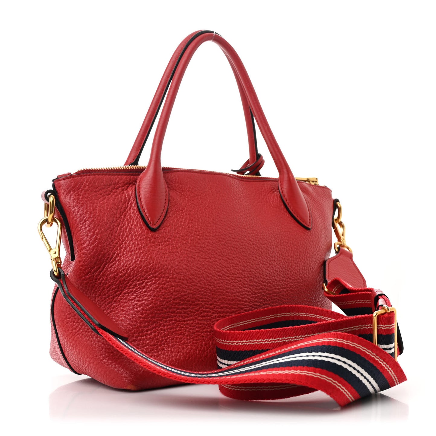 Vitello Daino Zip Top Handle Tote Fuoco