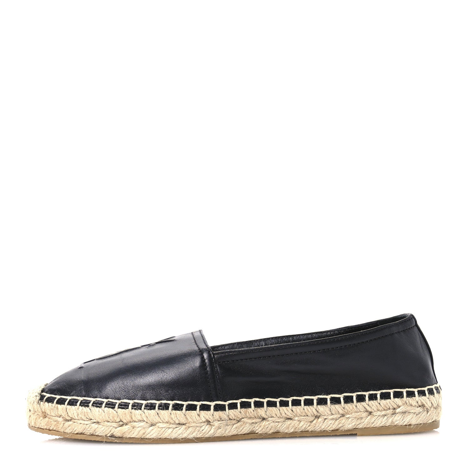 Saint Laurent Lambskin Monogram Espadrilles 36.5 Black 1 of 8