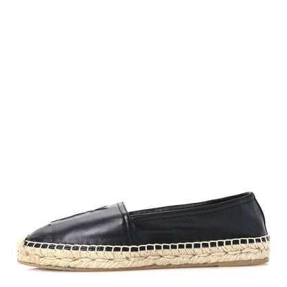 Saint Laurent Lambskin Monogram Espadrilles 36.5 Black 1 of 8