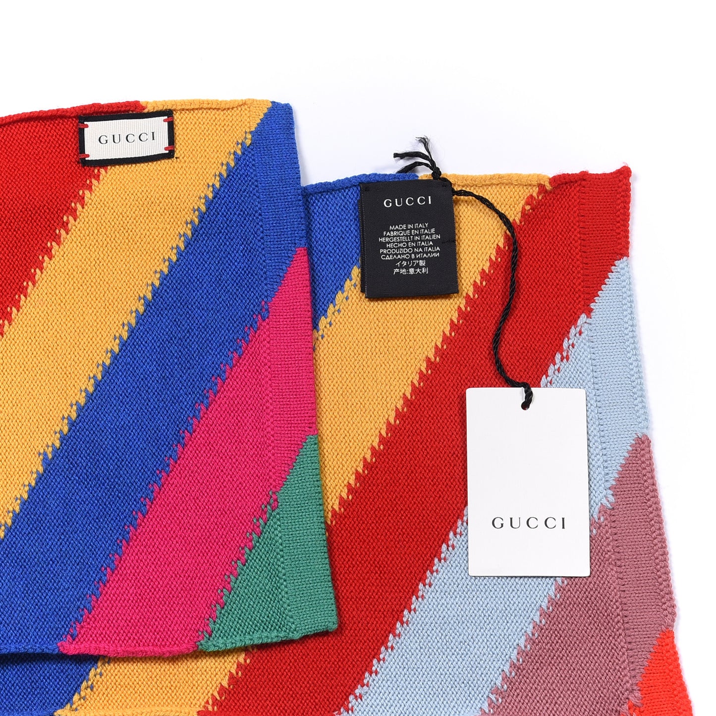 Wool Crystal Logo Stripe Multihimalong Scarf Multicolor