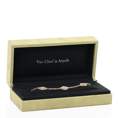 Van Cleef & Arpels 18K Yellow Gold Mother of Pearl 5 Motifs Vintage Alhambra Bracelet 5 of 5