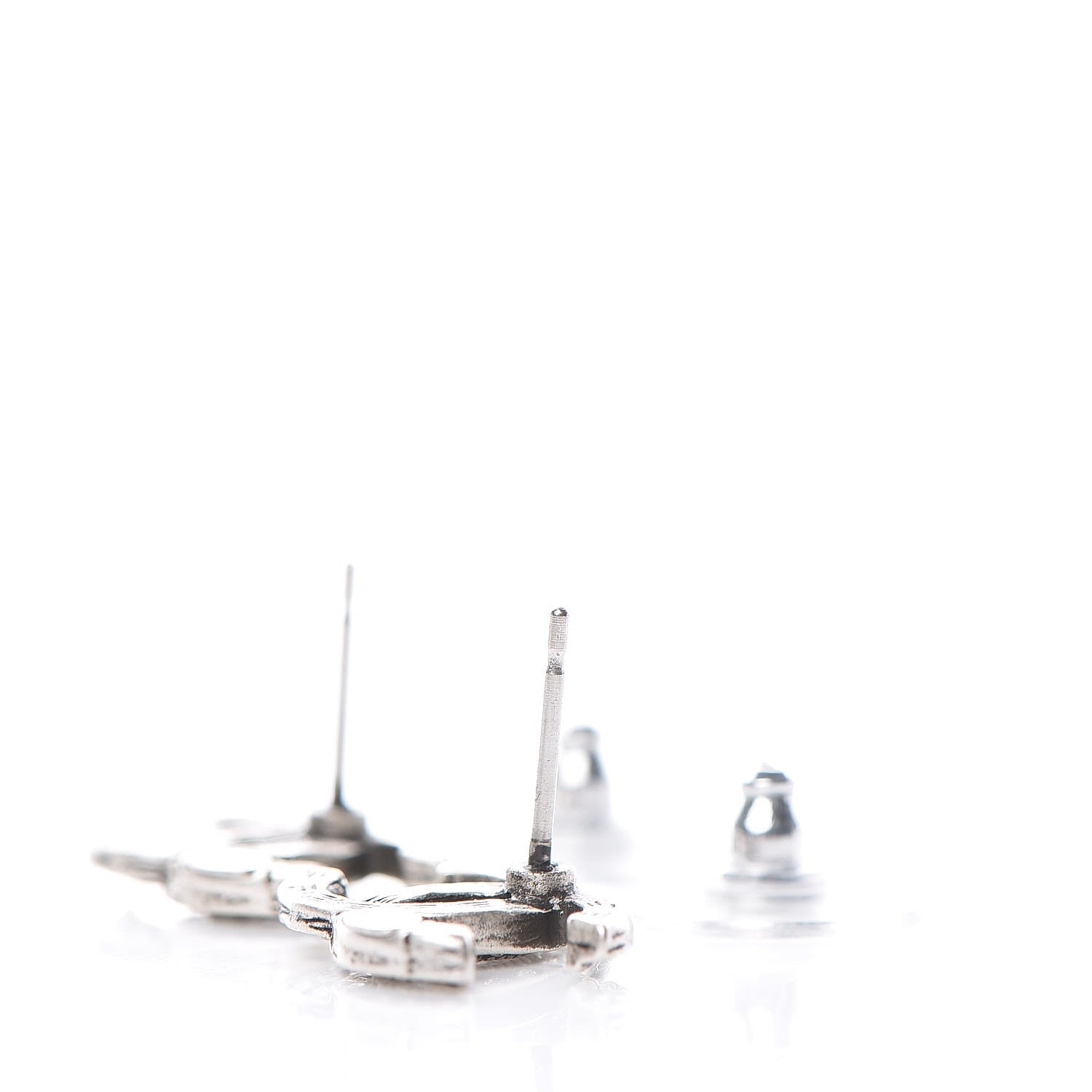 Chanel Crystal CC Earrings Silver 3 of 5