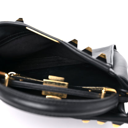 Fendi Vitello Seta Gold Studded Medium Peekaboo Iconic Satchel Black 5 of 17
