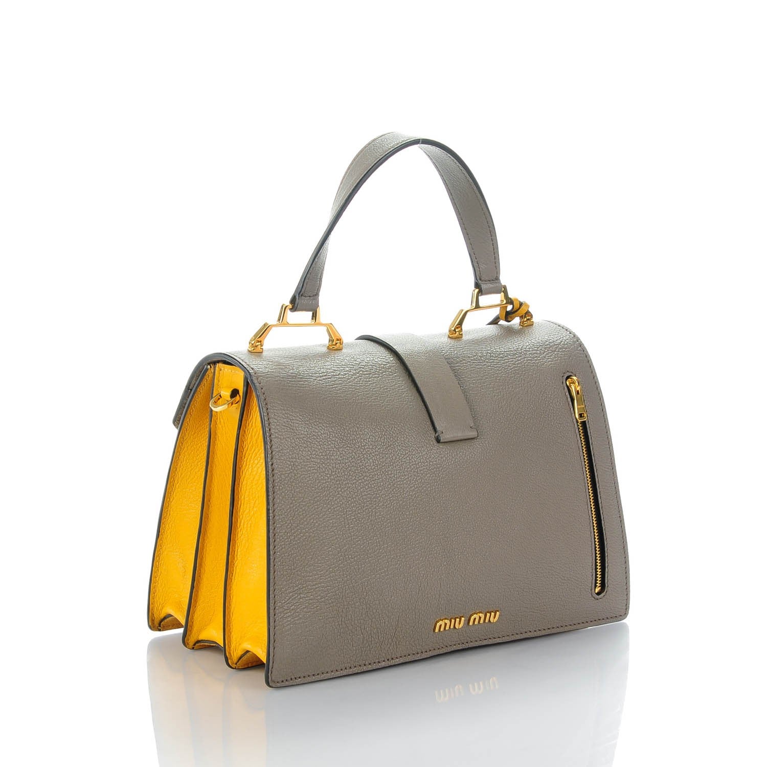 Miu Miu Goatskin Bandoliera Madras Bi-Color Shoulder Bag Argilla Soleil 3 of 7