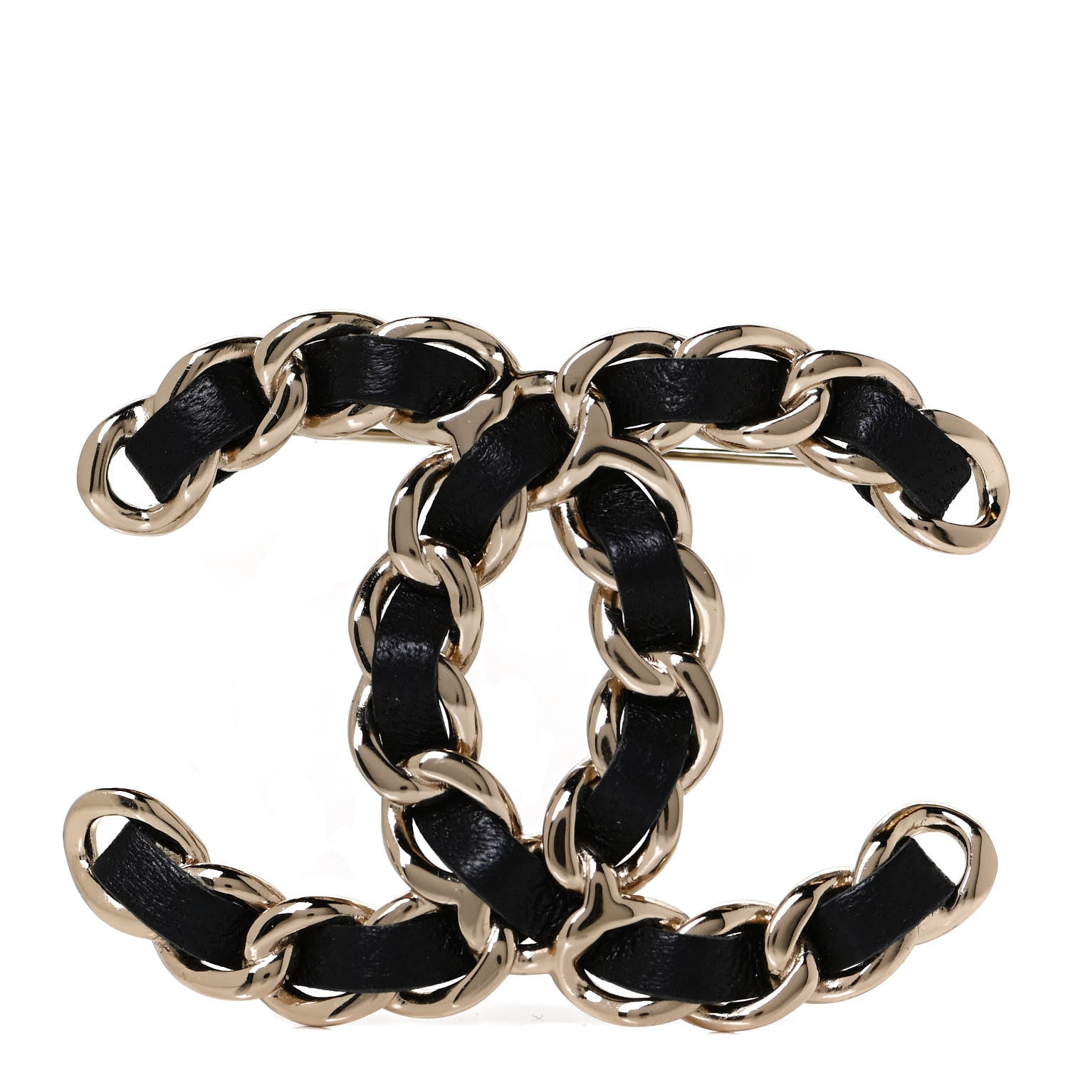 Chanel Lambskin Chain CC Brooch Black Gold 1 of 6