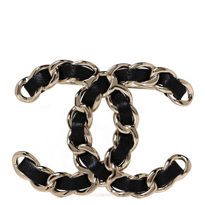 Chanel Lambskin Chain CC Brooch Black Gold 1 of 6
