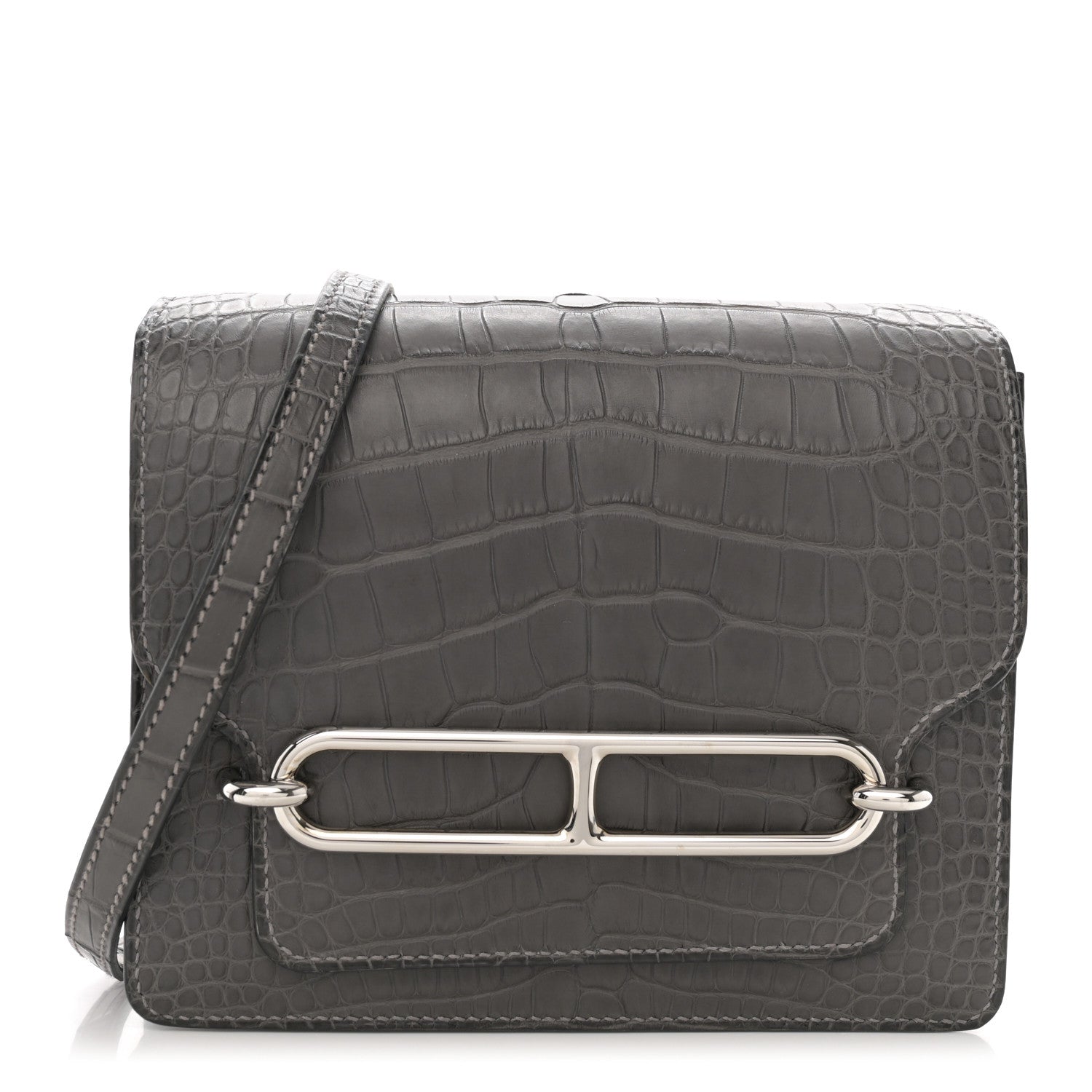 Hermes Matte Alligator Mini Sac Roulis Graphite 1 of 10