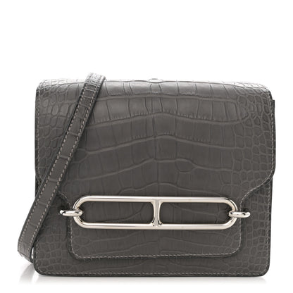 Hermes Matte Alligator Mini Sac Roulis Graphite 1 of 10