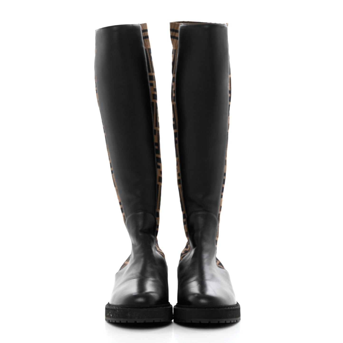 Nappa Microfiber Fabric FF Rockoko Tall Boots 35 Black Tobacco