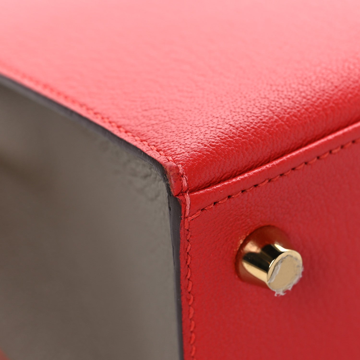 Hermes Chevre Chandra Bi-Color Horseshoe Kelly Sellier 25 Rouge De Coeur Etoupe 9 of 14