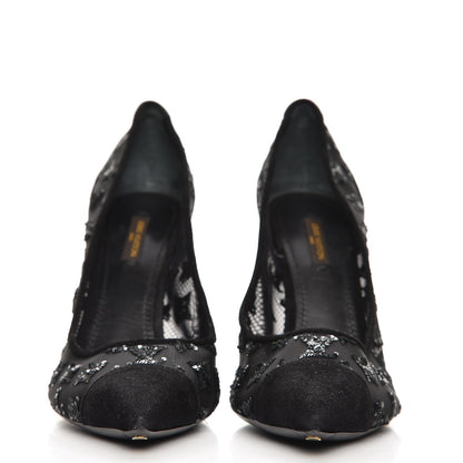 Louis Vuitton Suede Mesh Sequin Night Call Pumps 41 Black 2 of 9
