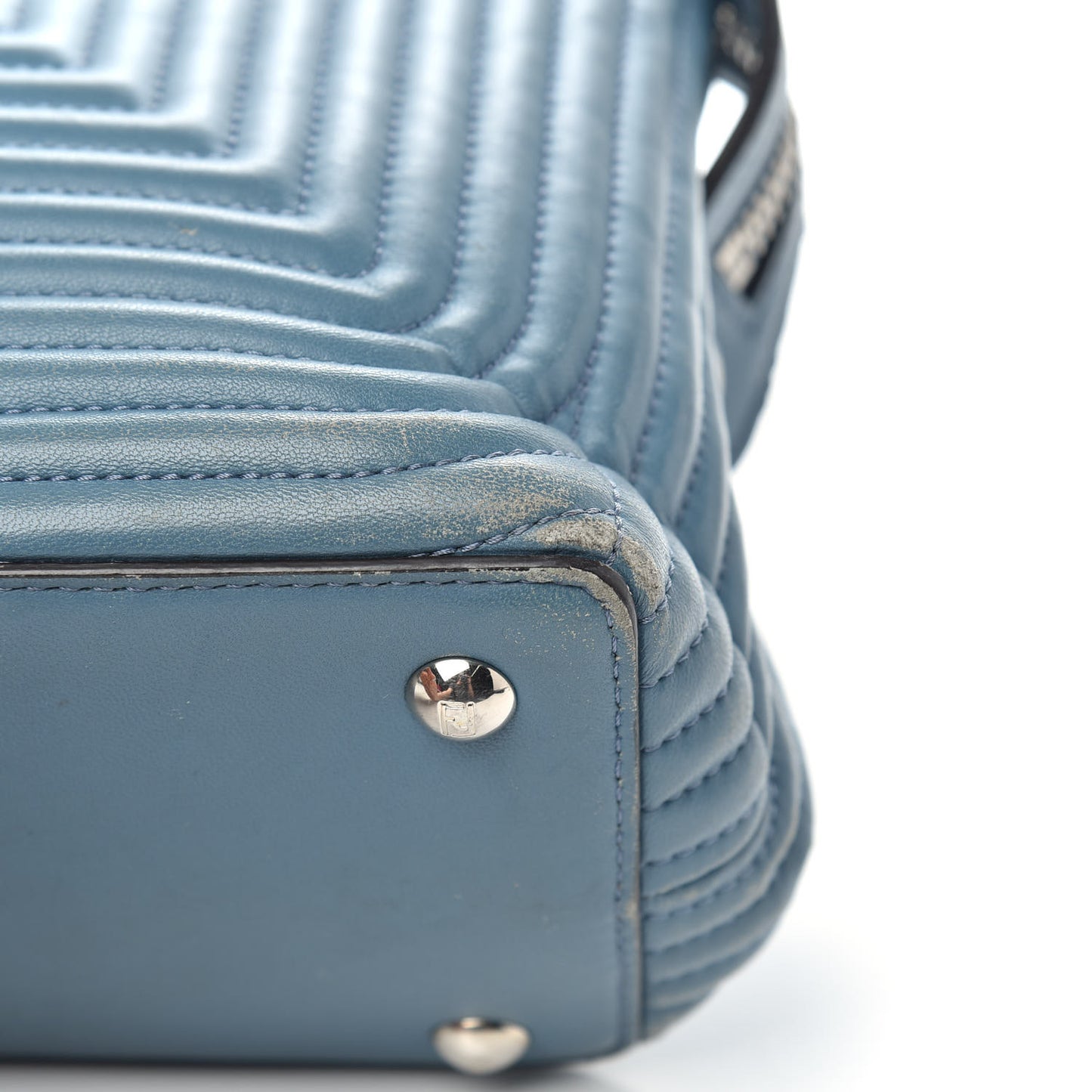 Shiny Nappa Trapuntata Small DotCom Click Top Handle Chain Satchel Blue